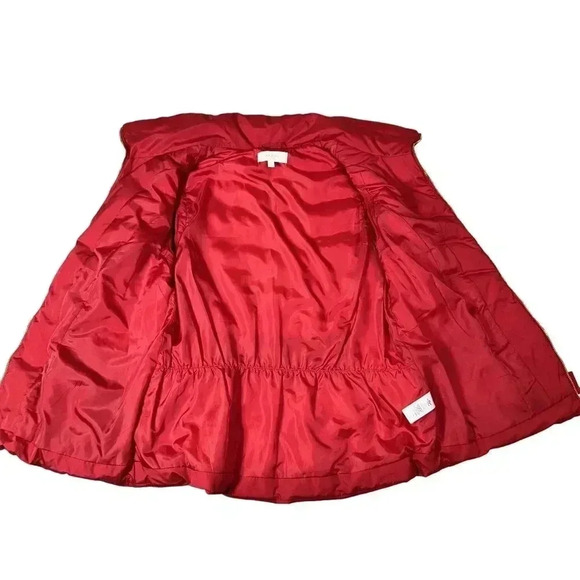 Talbots S Quilted Down Fill Puffer Vest Red Gold Zip Pocket High Neck Soft Shell - Picture 3 of 14